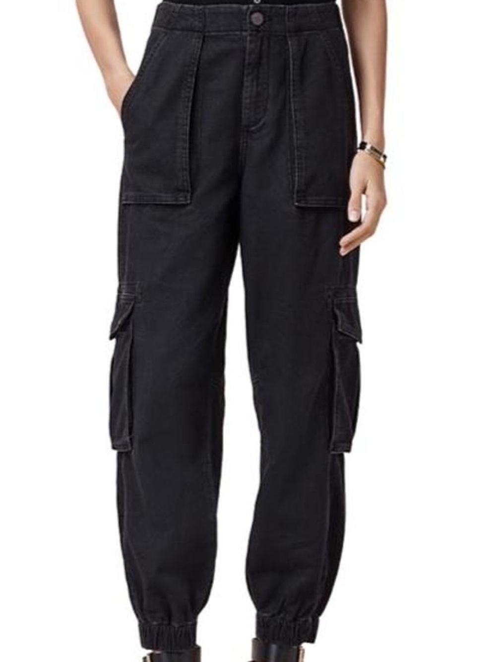 AllSaints Black Elastic Waist Pants